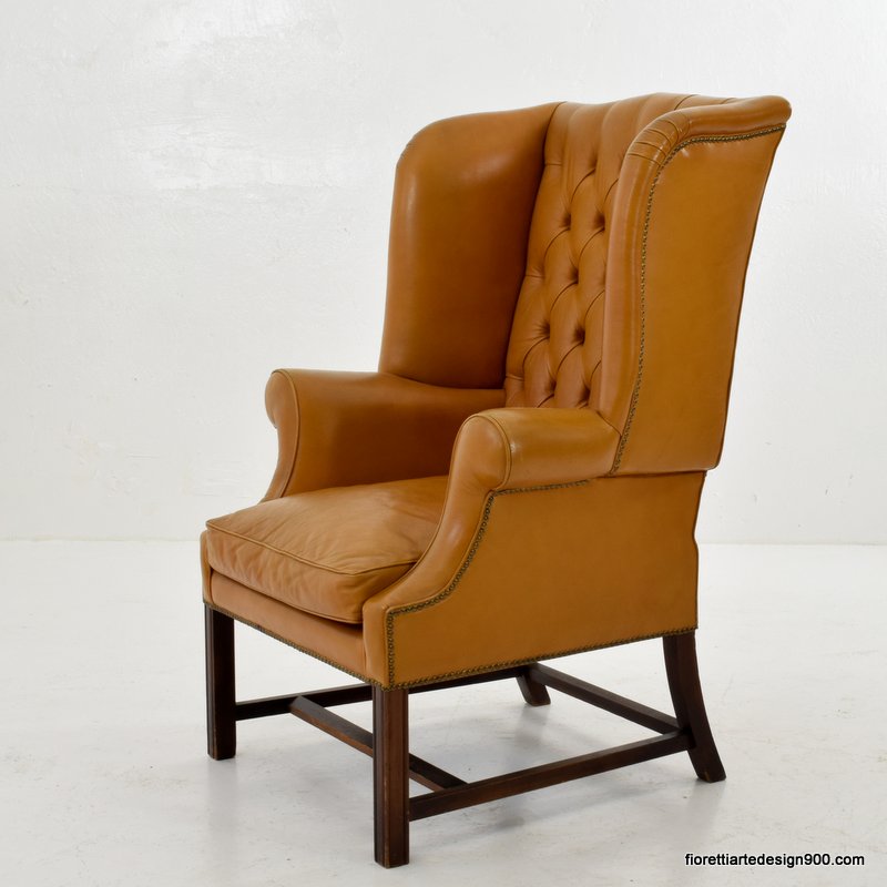 Una poltrona in pelle Bergere Danish Armchair